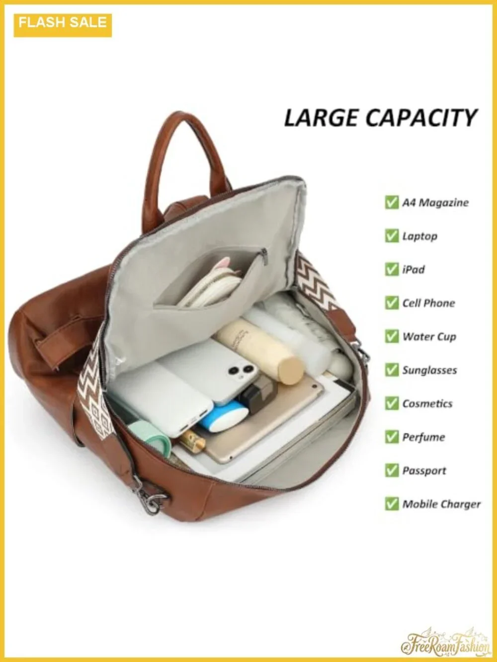 Women's PU Leather Fashion Backpack Purse Anti-Theft Large Capacity